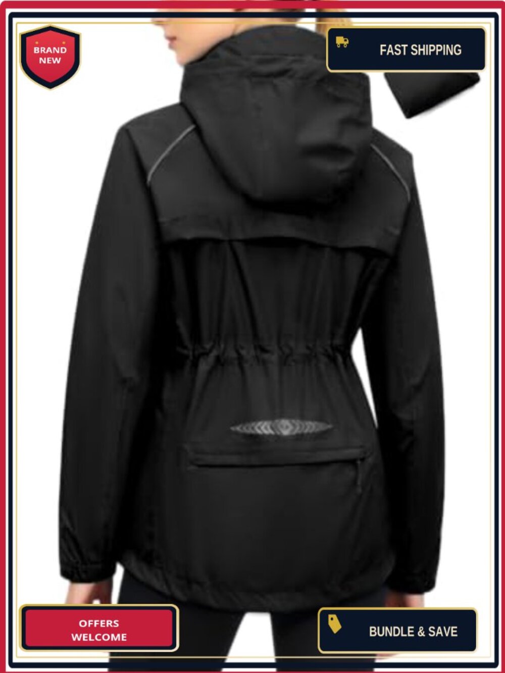 Waterproof Cycling Rain Jacket Packable Women Fitted Hood